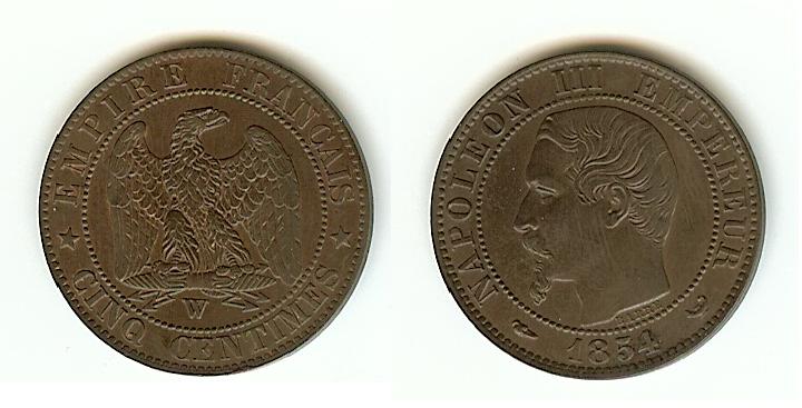 5 centimes Napoleon III 1854W Lille  near Unc